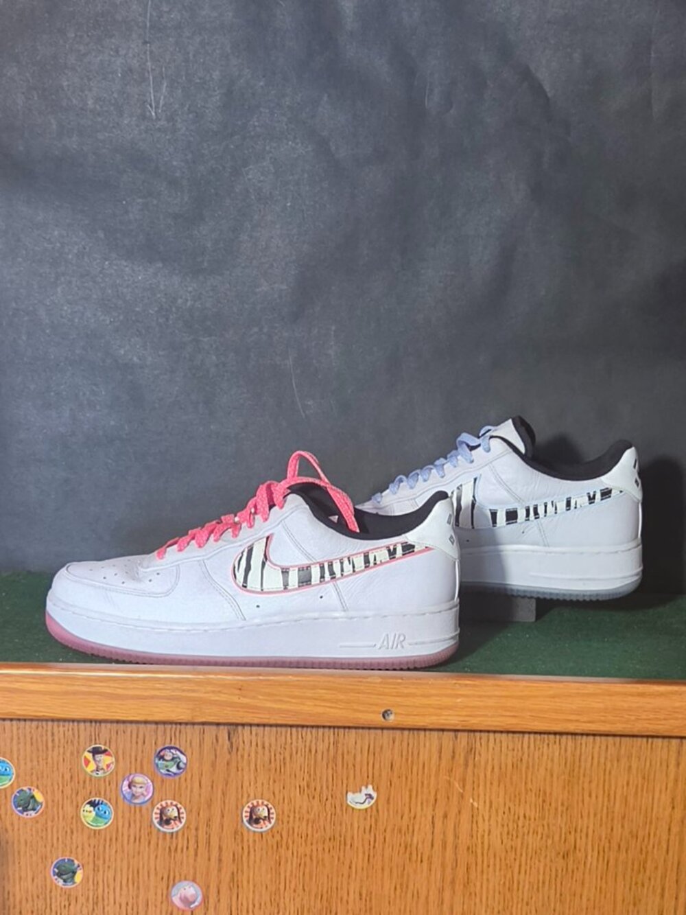 Custom Nike Air Force 1 Low Zebra Swoosh Coral Lace